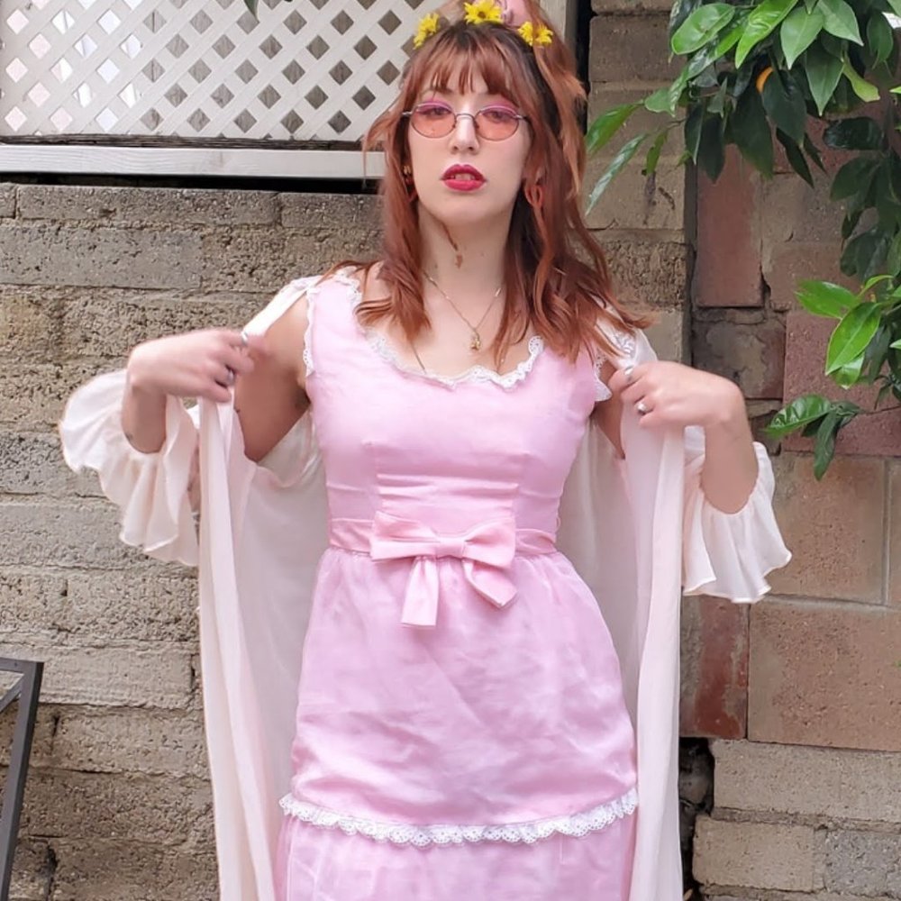Vintage 1960s handmade pink tier dress